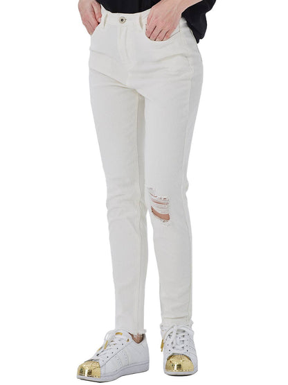 Anna Kaci Wholesale Anna Kaci Wholesale - Stretch Ankle Ripped Denim Pants: Black / Medium 6-8