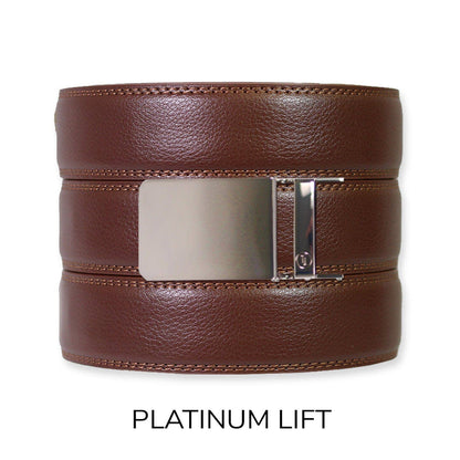 Tough Apparel - Chestnut Leather Ratchet Belt & Buckle Set: Traditional Bronze