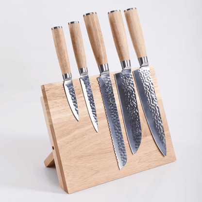 MakerFlo - Kitchen Knife Set with Magnetic Block Stand: Case of 5
