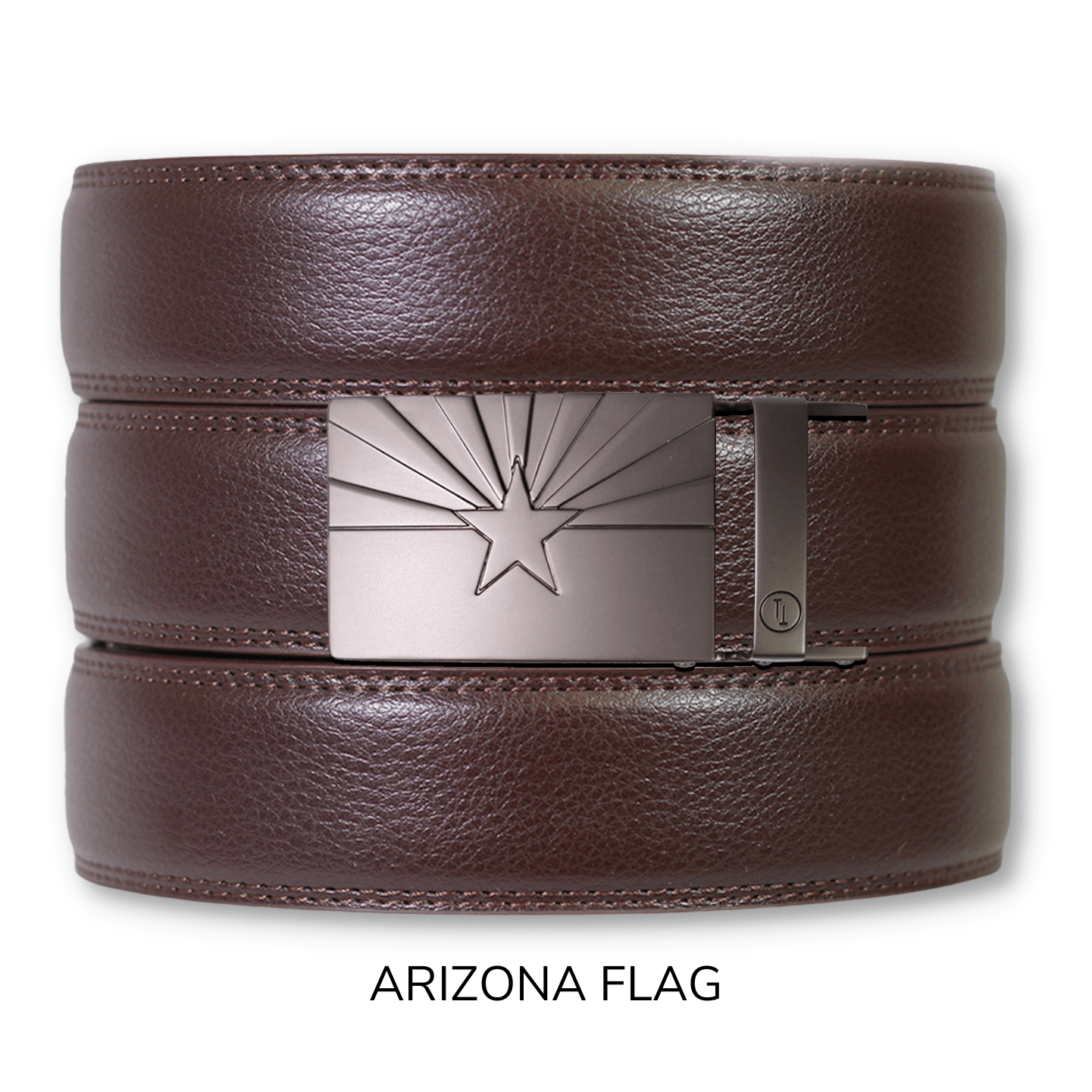Tough Apparel - Espresso Leather Rachet Belt & Buckle Set: Iron