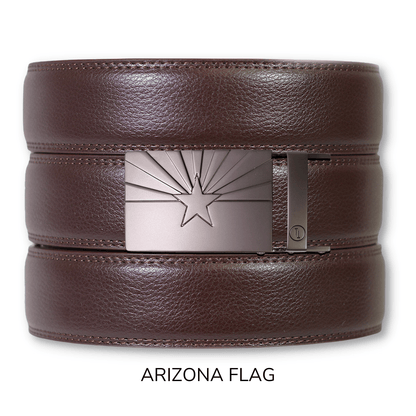 Tough Apparel - Espresso Leather Rachet Belt & Buckle Set: Iron