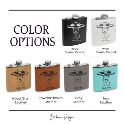 Beckman Design Beckman Design - Flask-Alien Abduction Later Nerds: Leather / Gray