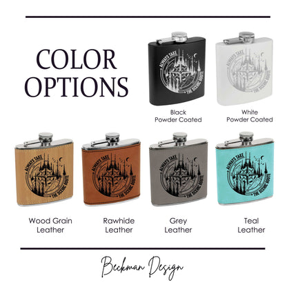 Beckman Design Beckman Design - Flask- Always take the Scenic Route: Leather / Wood Grain