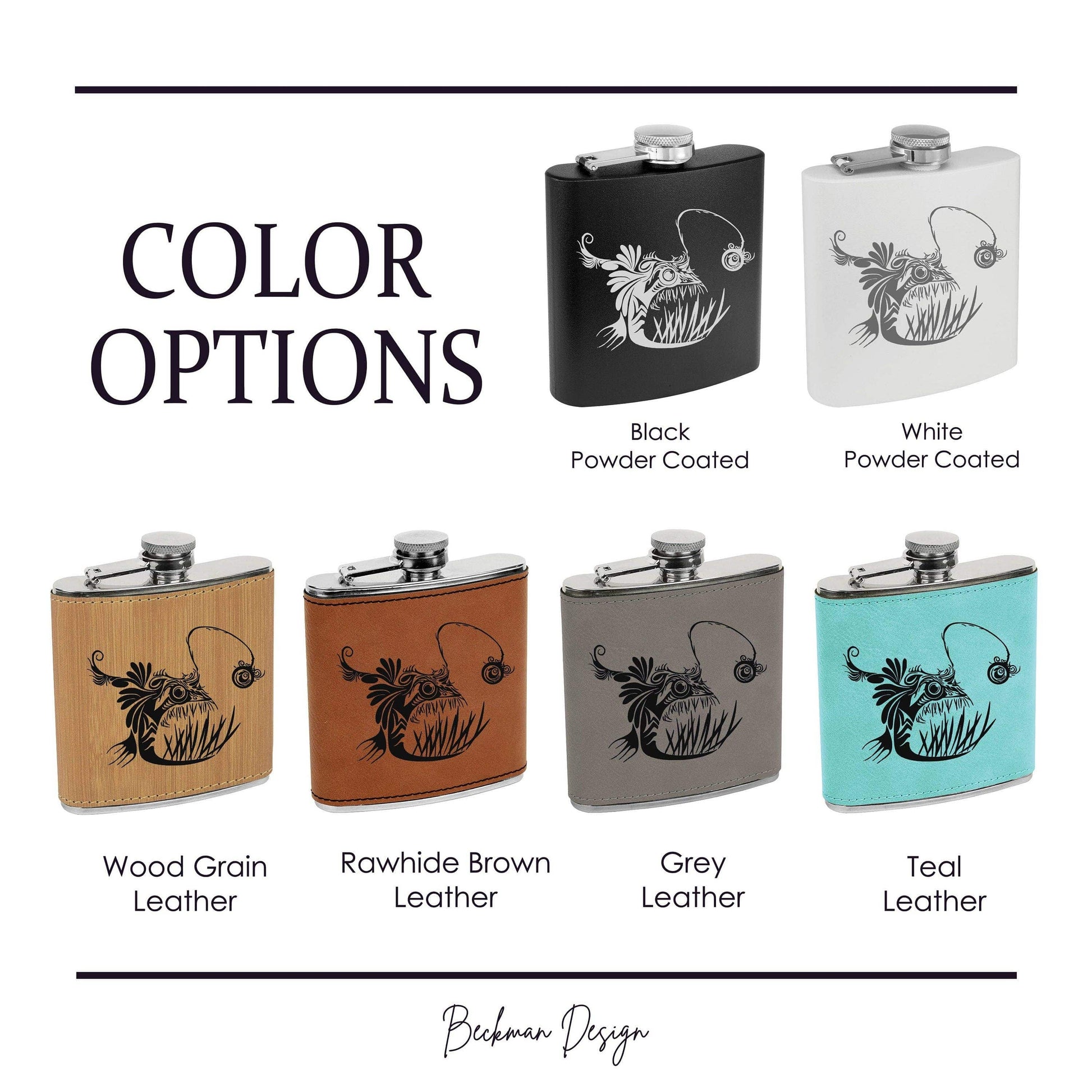 Beckman Design Beckman Design - Flask- Angler Fish: Leather / Gray