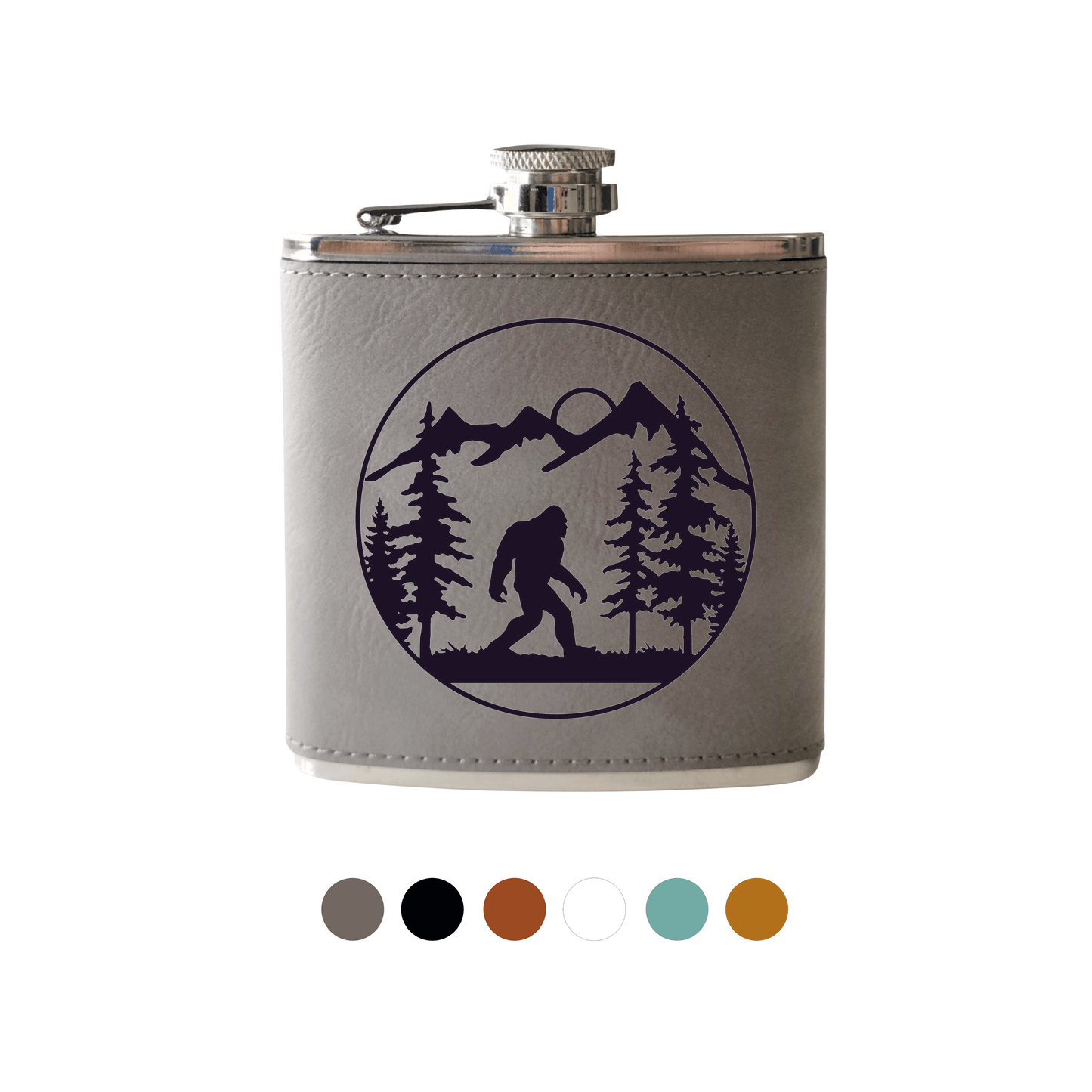 Beckman Design Beckman Design - Flask- Bigfoot In Forest: Leather / Brown