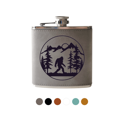 Beckman Design Beckman Design - Flask- Bigfoot In Forest: Leather / Gray
