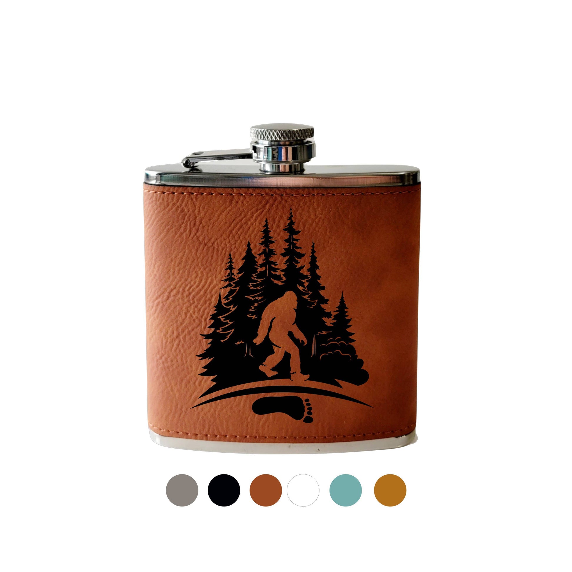 Beckman Design Beckman Design - Flask- Bigfoot with Footprint: Leather / Brown