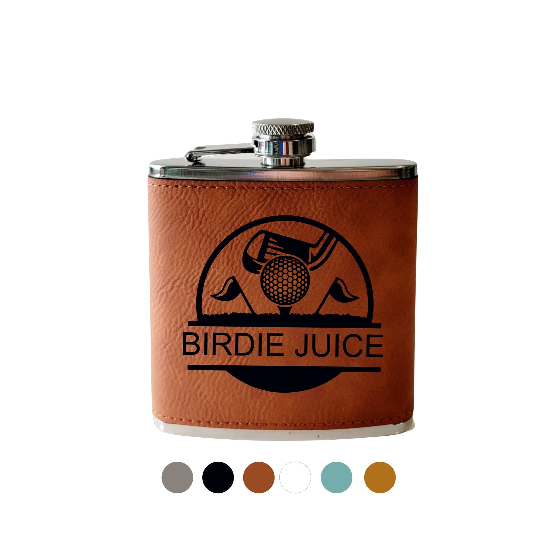 Beckman Design Beckman Design - Flask- Birdie Juice: Leather / Wood Grain