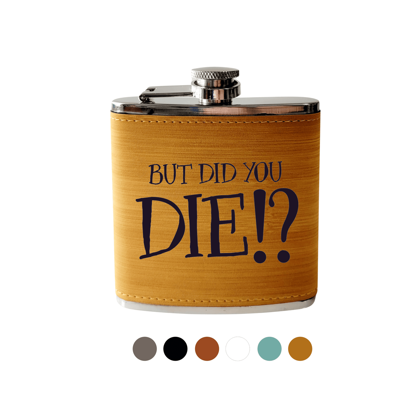 Beckman Design Beckman Design - Flask- But Did You Die: Leather / Wood Grain