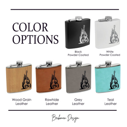 Beckman Design Beckman Design - Flask- Guitar with Evergreen Trees: Powdercoated / Black