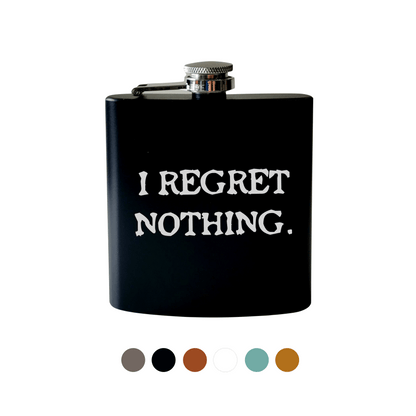Beckman Design Beckman Design - Flask-  I Regret Nothing: Leather / Brown