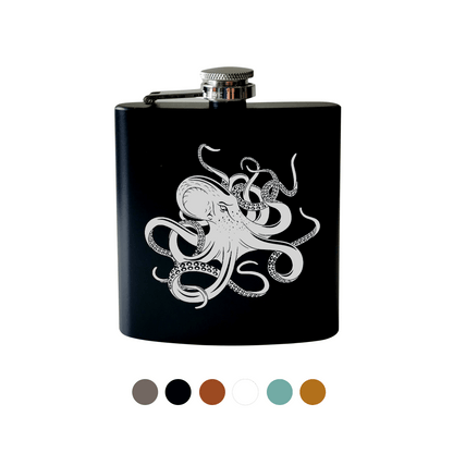 Beckman Design Beckman Design - Flask- Octopus Kraken: Leather / Teal