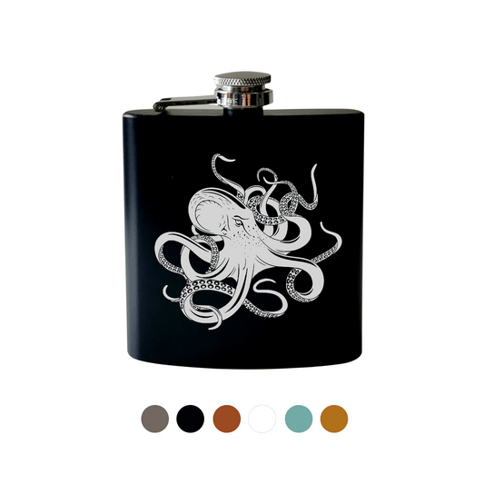 Beckman Design Beckman Design - Flask- Octopus Kraken: Leather / Teal
