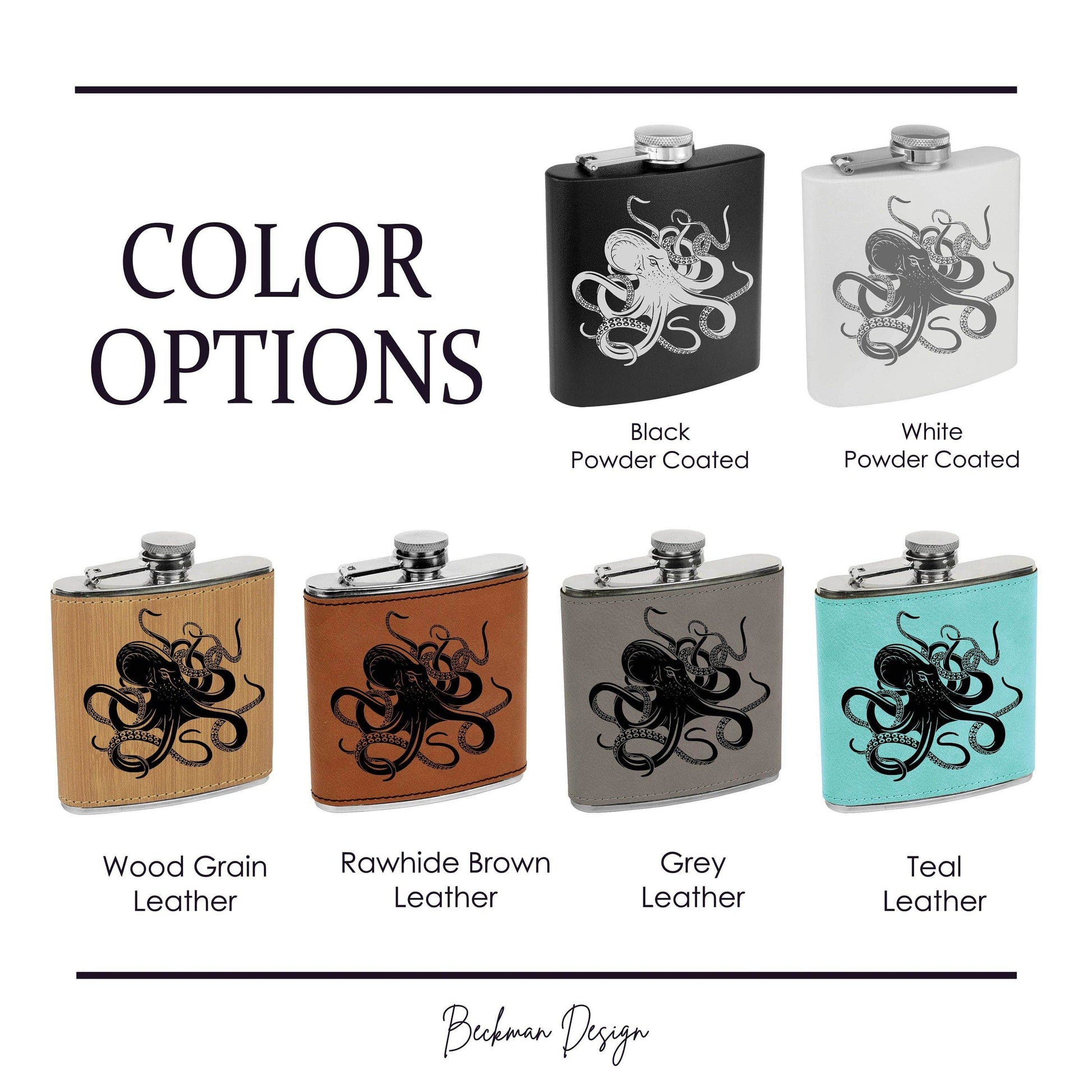 Beckman Design Beckman Design - Flask- Octopus Kraken: Powdercoated / Black