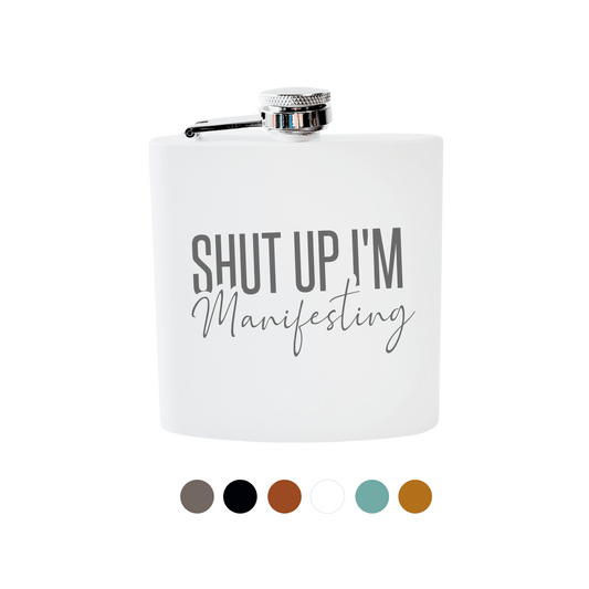 Beckman Design Beckman Design - Flask- Shut up I'm Manifesting: Leather / Teal