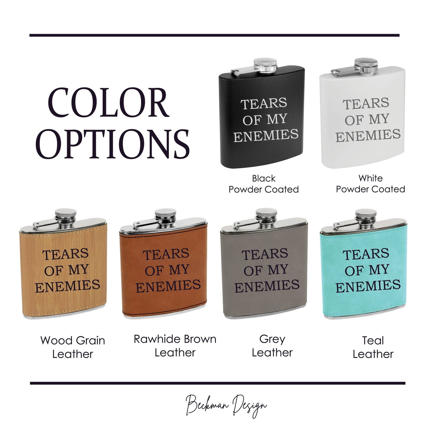 Beckman Design Beckman Design - Flask- Tears of my Enemies: Leather / Wood Grain