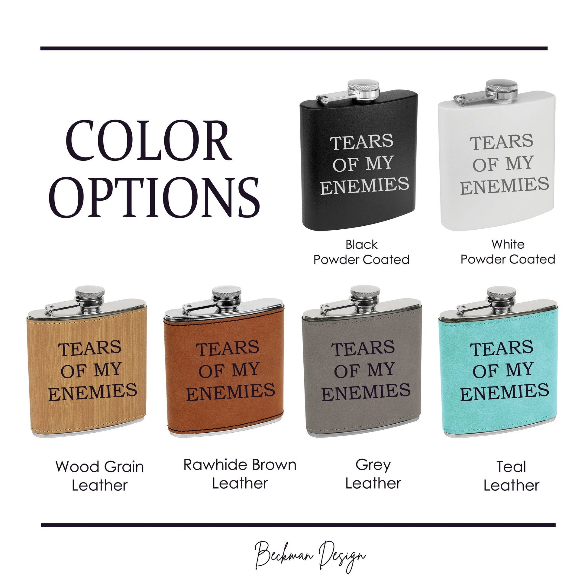 Beckman Design Beckman Design - Flask- Tears of my Enemies: Leather / Wood Grain