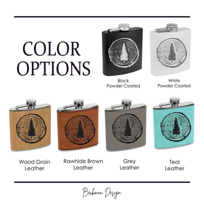 Beckman Design Beckman Design - Flask-Tree Ring with Evergreen Tree: Leather / Gray