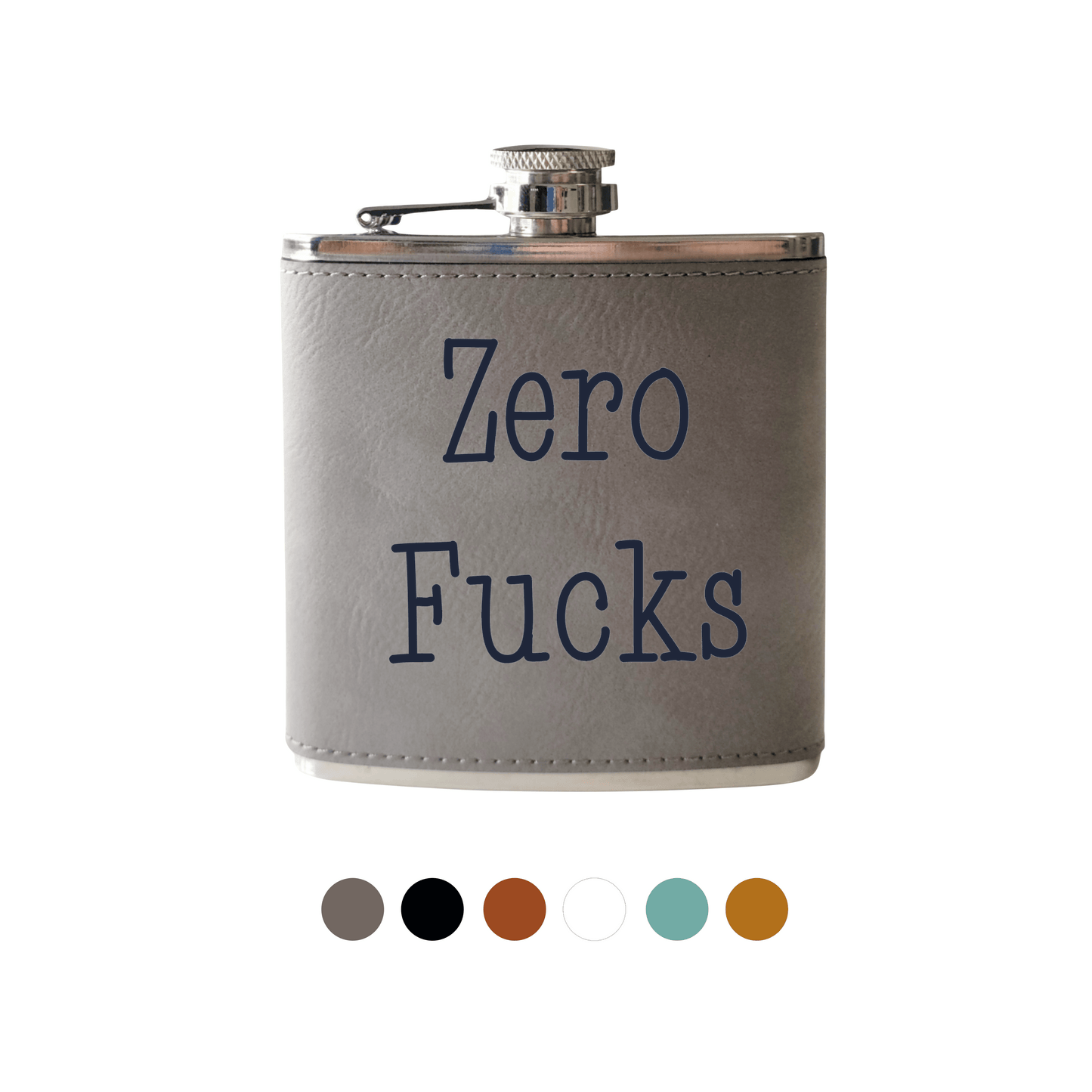 Beckman Design Beckman Design - Flask- Zero Fucks: Leather / Teal