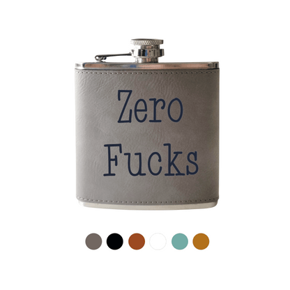Beckman Design Beckman Design - Flask- Zero Fucks: Leather / Teal