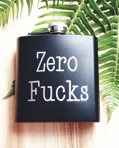 Beckman Design Beckman Design - Flask- Zero Fucks: Leather / Teal