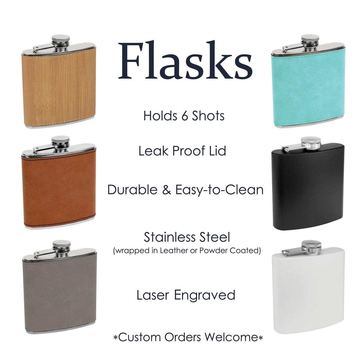 Beckman Design Beckman Design - Flask- Zero Fucks: Leather / Teal
