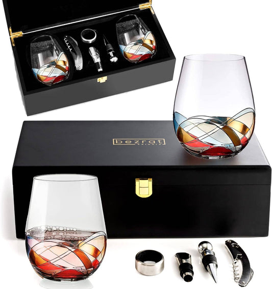 Bezrat Bezrat - Stemless Wine Glasses Gift Set
