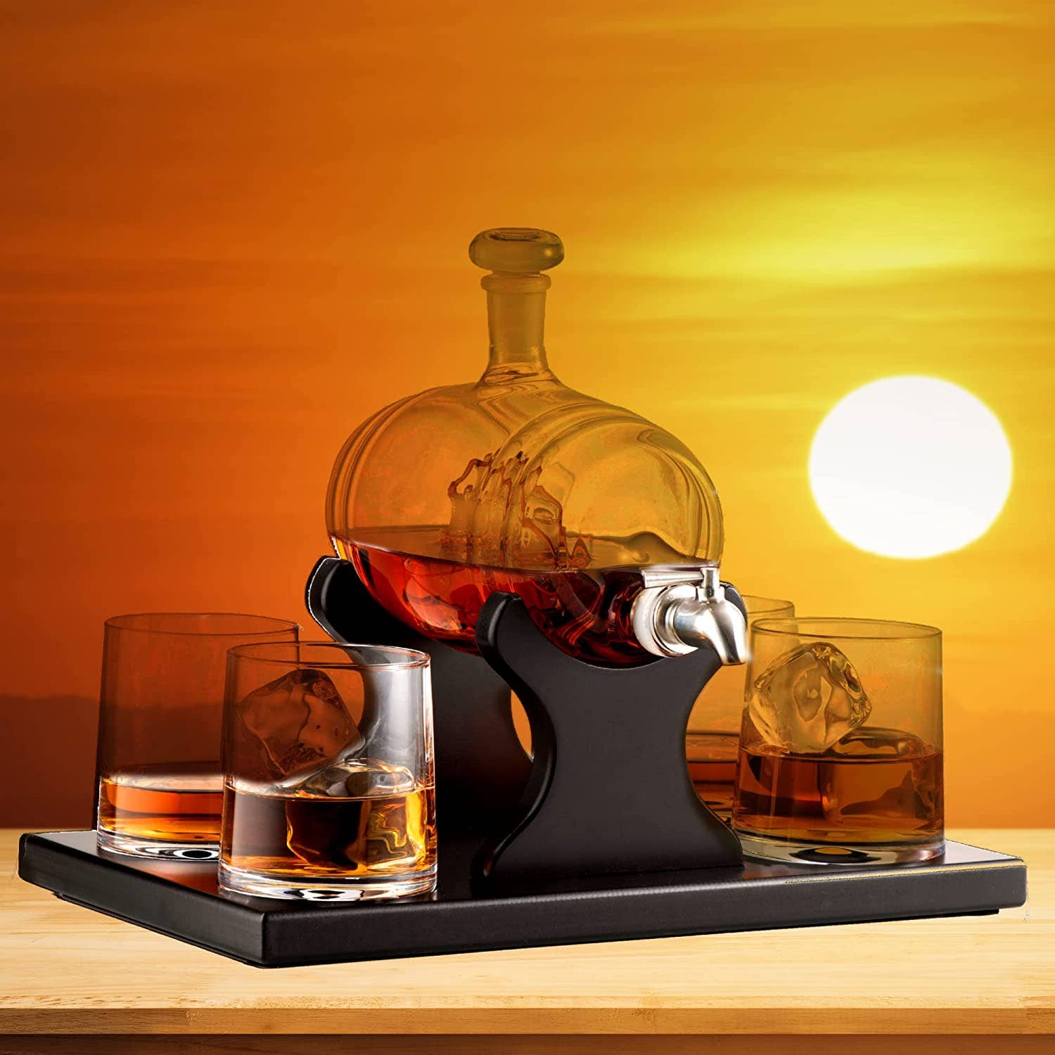 Bezrat Bezrat - Whiskey Decanter Barrel Gift Set