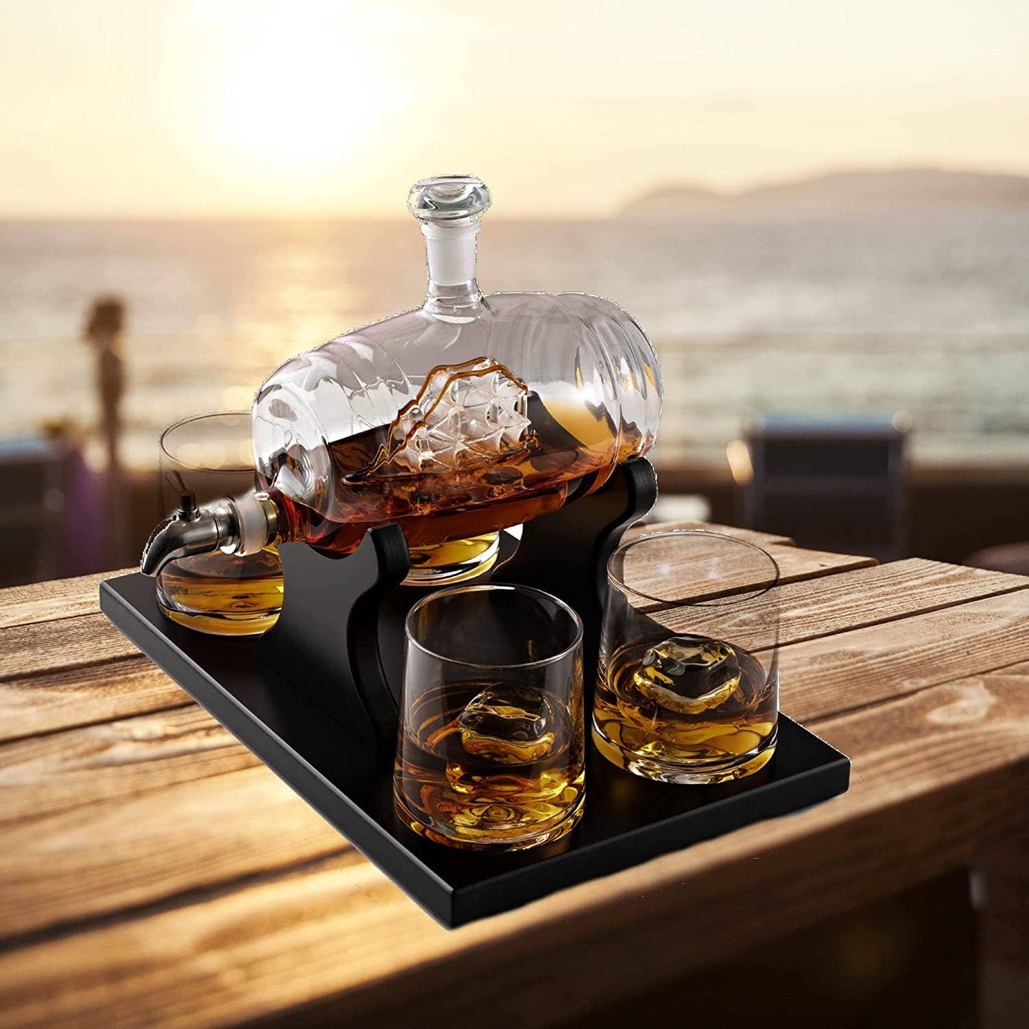 Bezrat Bezrat - Whiskey Decanter Barrel Gift Set