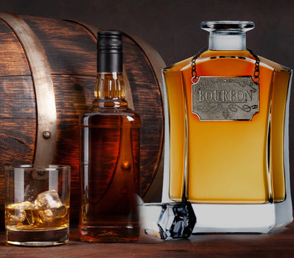 Bezrat Bezrat - Whiskey Decanter With Label Tags - Glass Airtight Stopper