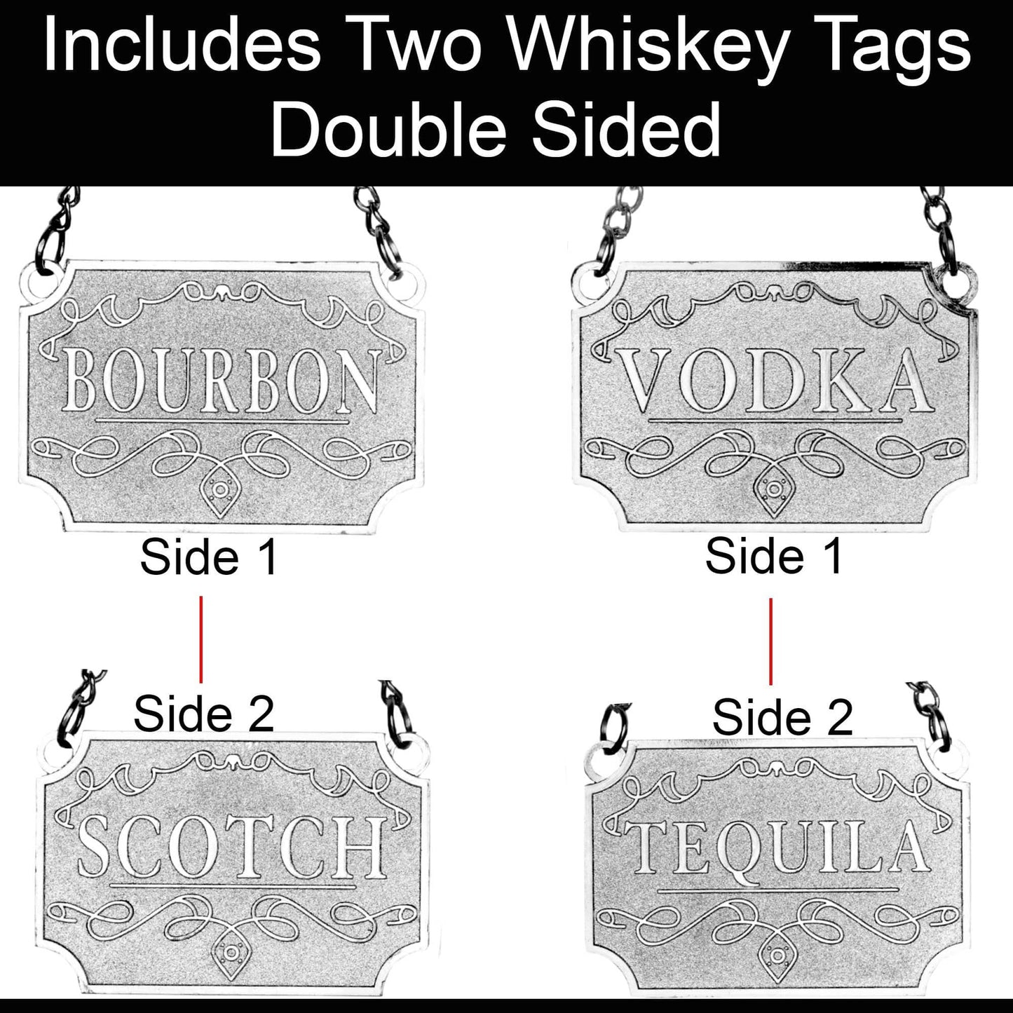 Bezrat Bezrat - Whiskey Decanter With Label Tags - Glass Airtight Stopper