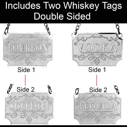 Bezrat Bezrat - Whiskey Decanter With Label Tags - Glass Airtight Stopper