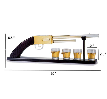 Bezrat Bezrat - Whiskey Gun Decanter & Bullet Shot Glasses Gift Set on Tray