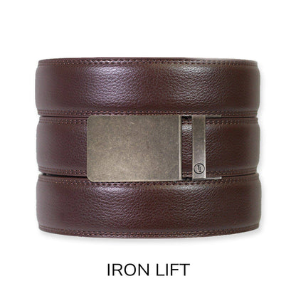 Tough Apparel - Espresso Leather Rachet Belt & Buckle Set: Iron