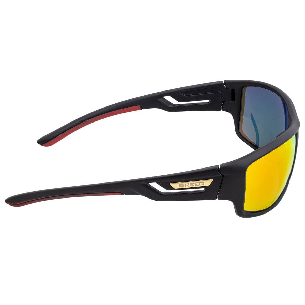 Breed Breed - Breed Aquarius TR90 Polarized Wrap Sunglasses: Black/Red-Yellow