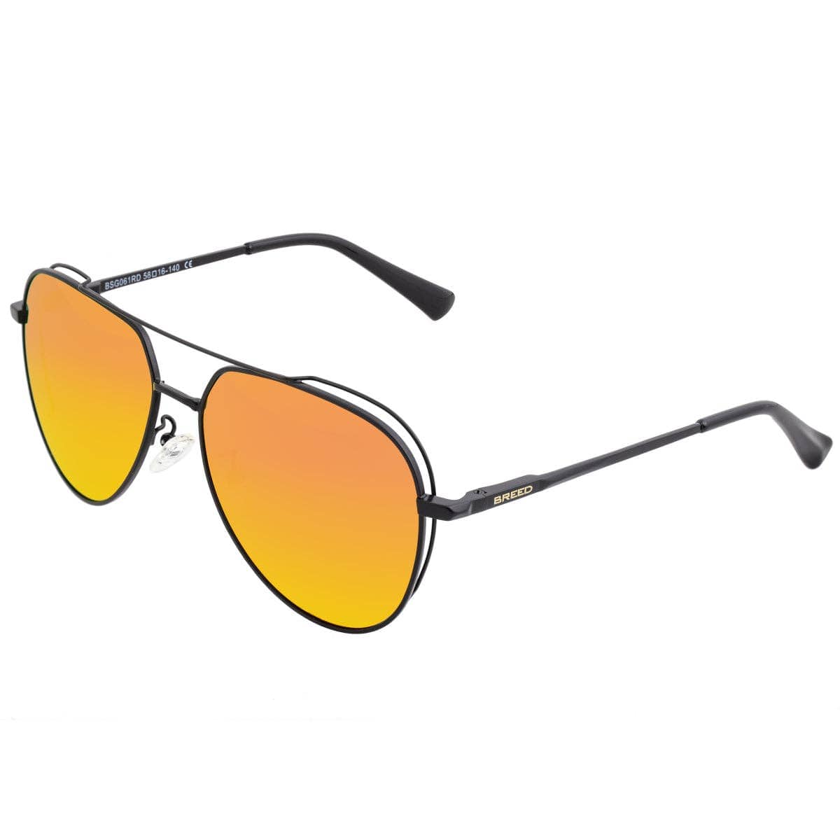 Breed Breed - Breed Lyra Stainless Steel Polarized Aviator Sunglasses: Black/Black