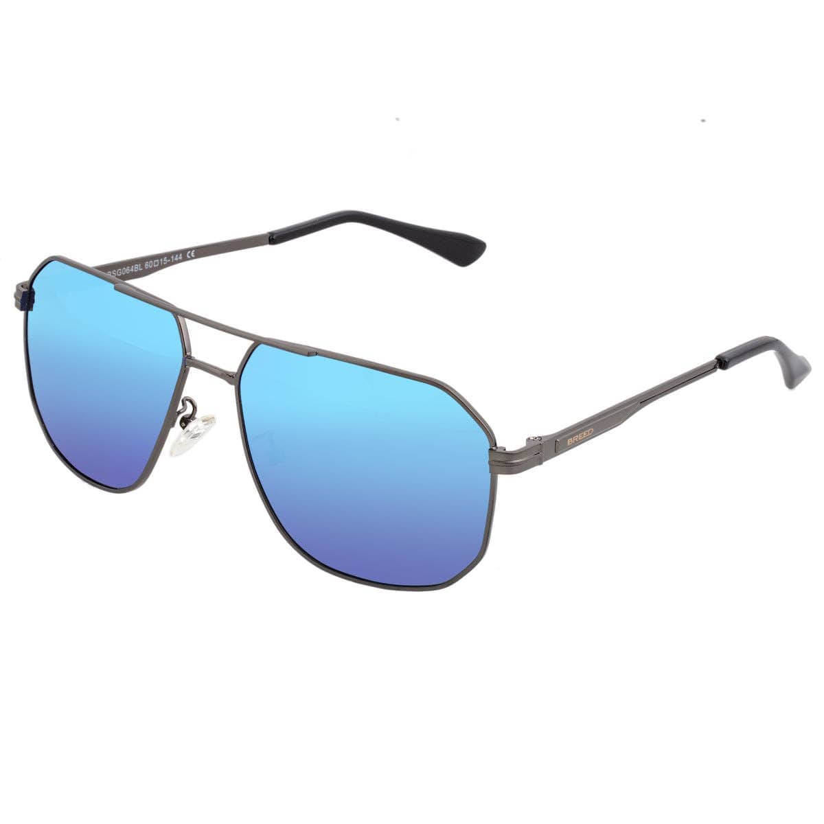 Breed Breed - Breed Norma Stainless Steel Polarized Aviator Sunglasses: Black/Black