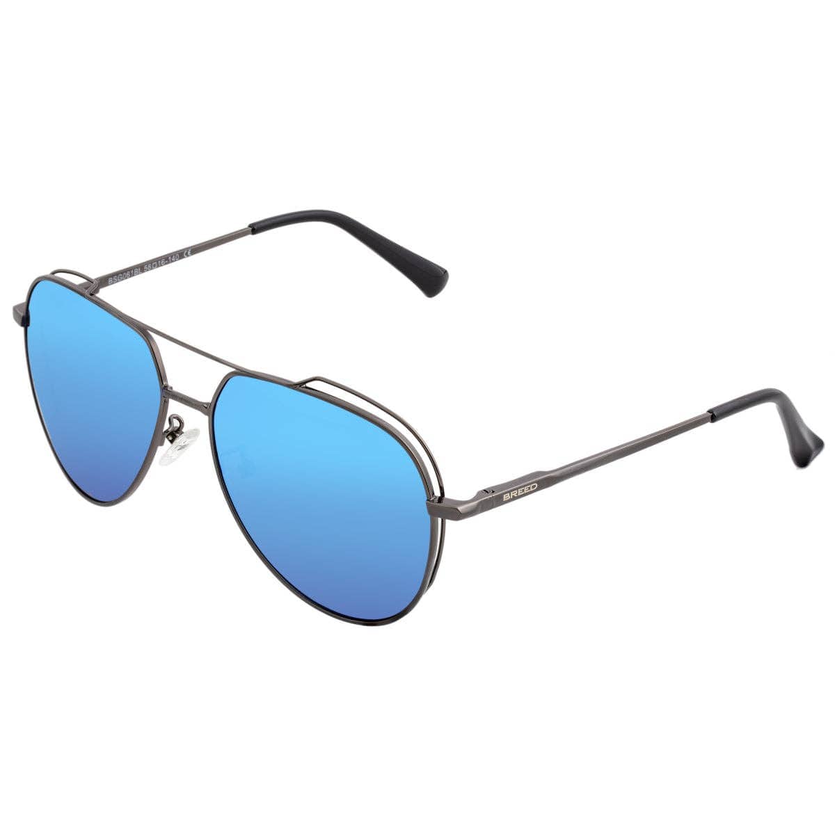 Breed Sunglasses Breed Lyra Stainless Steel Polarized Aviator Sunglasses: Black/Blue