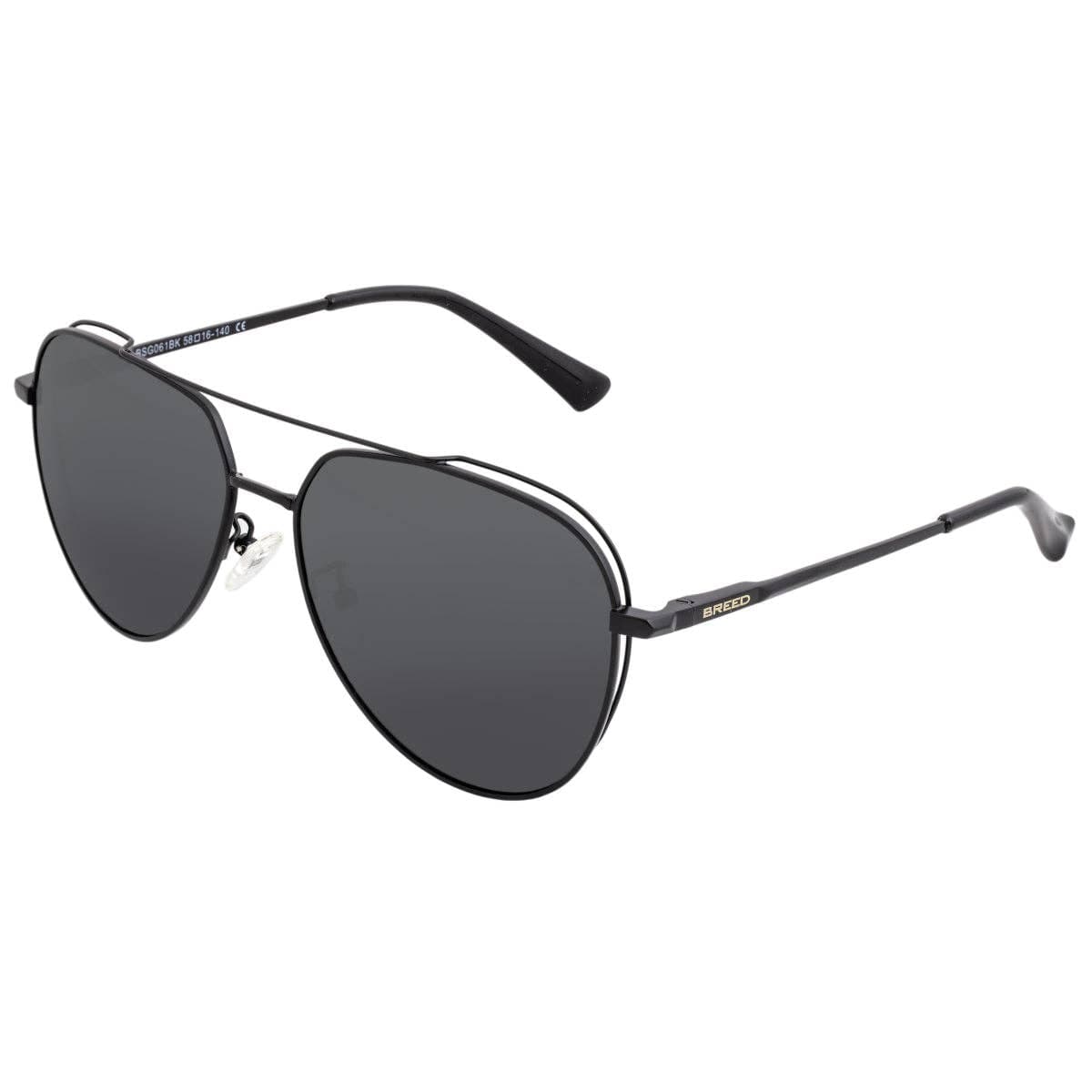 Breed Sunglasses Breed Lyra Stainless Steel Polarized Aviator Sunglasses: Black/Blue