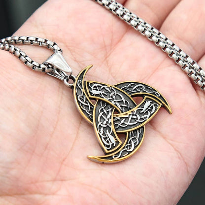 Gemcohub Necklace Viking Style Totem Triangular Necklace: Yellow Gold