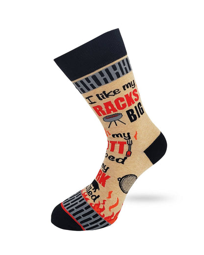 I Like My Racks Big - Men's BBQ Barbecue Novelty Crew Socks