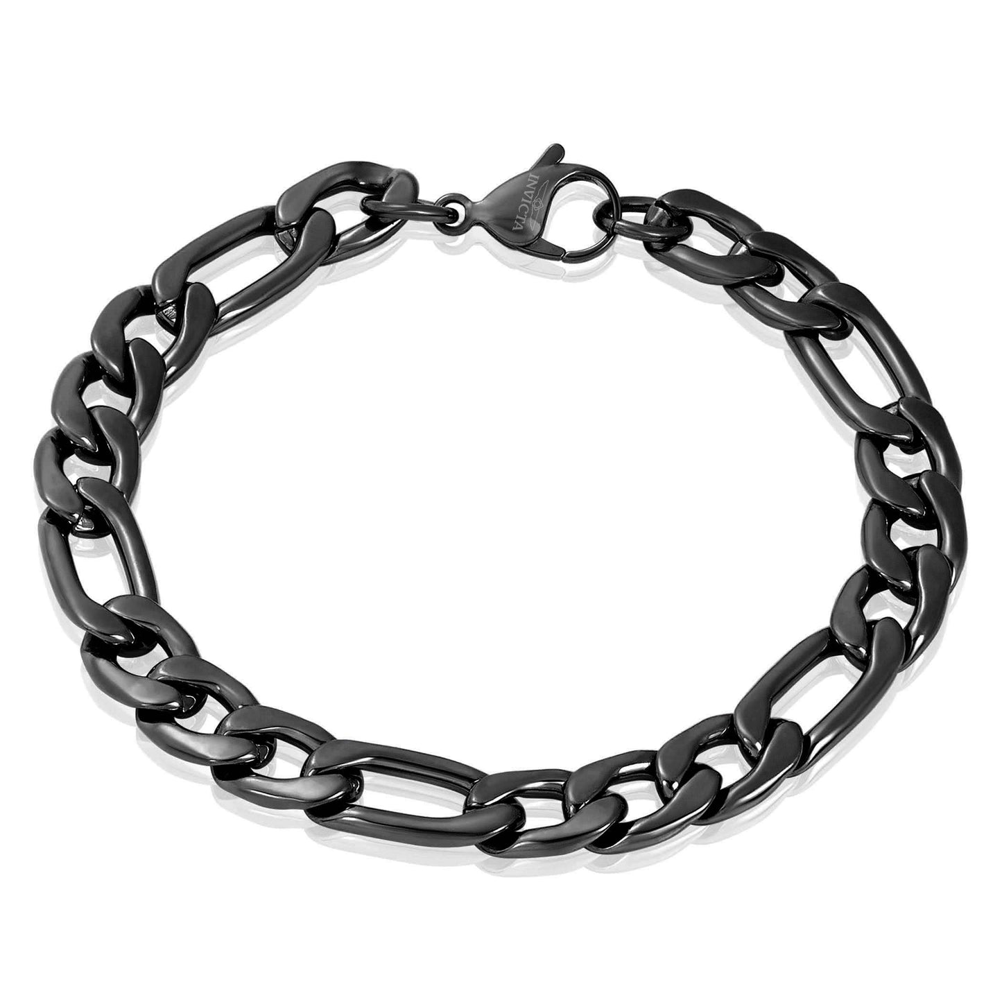 West Coast Jewelry - Invicta Jewelry Figaro Chain Steel Bracelet (9.3mm) - 8.75": Silver