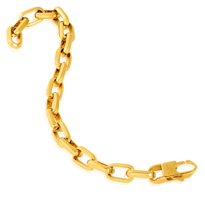 West Coast Jewelry - Invicta Jewelry Large Oval Link Chain Bracelet (10mm) - 9": Gold