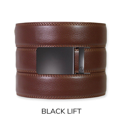 Tough Apparel - Chestnut Leather Ratchet Belt & Buckle Set: Traditional Bronze