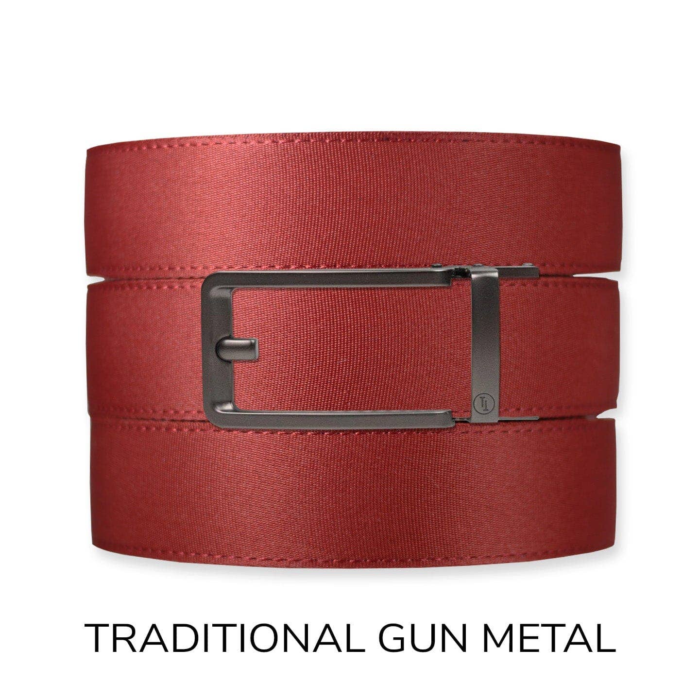 Tough Apparel - Brick Red Canvas+ Ratchet Belt & Buckle Set: American Flag - Gun Metal