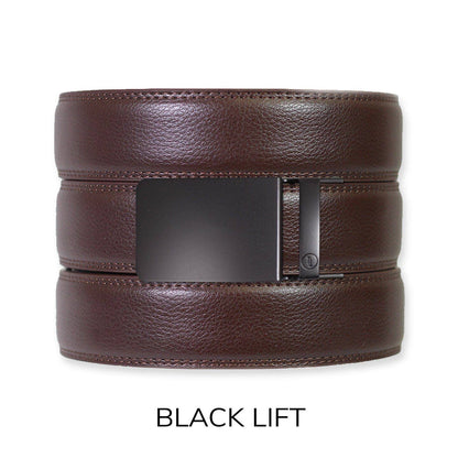 Tough Apparel - Espresso Leather Rachet Belt & Buckle Set: Iron