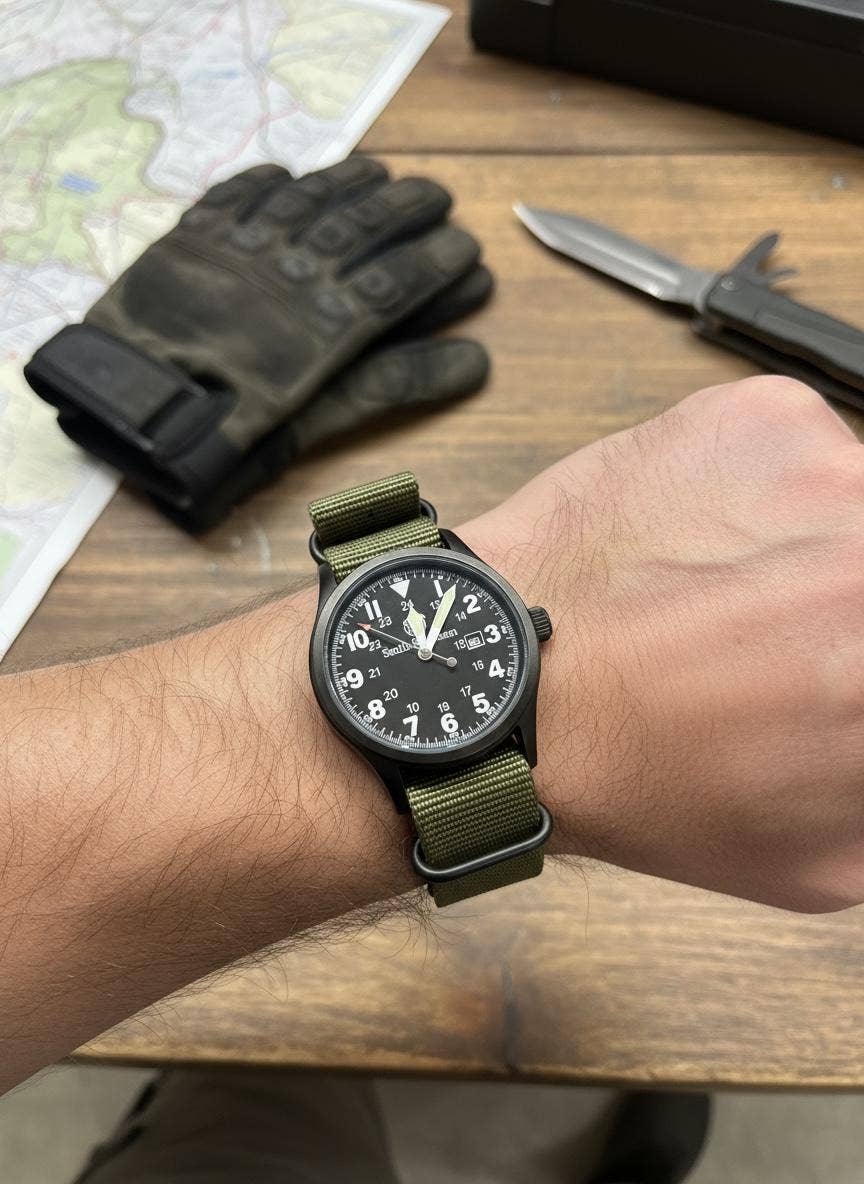 CALIBER GOURMET / CAMPCO CALIBER GOURMET / CAMPCO - 42MM Black Military Watch- 3 Nato Military Straps