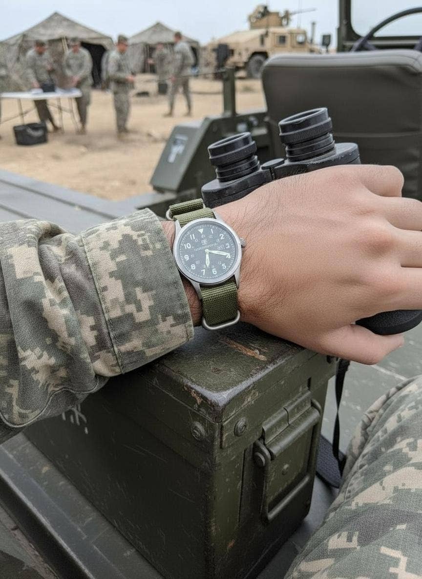 CALIBER GOURMET / CAMPCO CALIBER GOURMET / CAMPCO - 42MM Black Military Watch- 3 Nato Military Straps