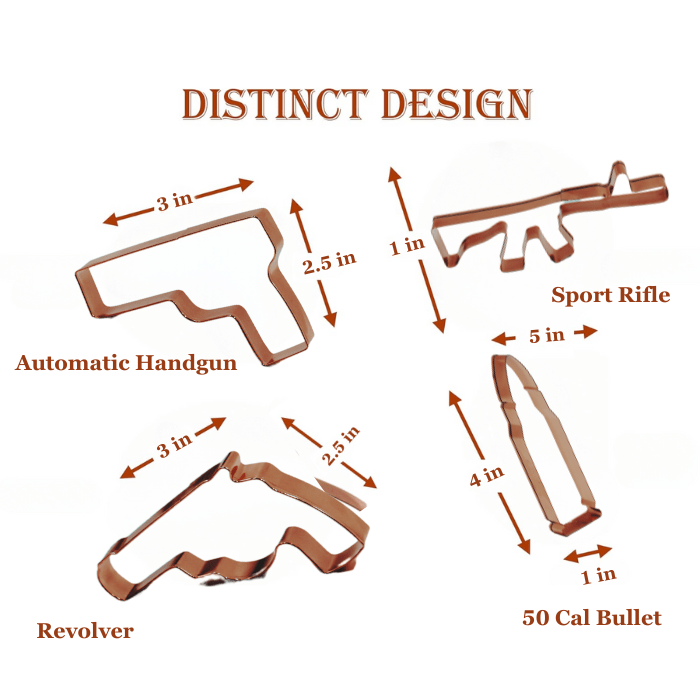 CALIBER GOURMET / CAMPCO CALIBER GOURMET / CAMPCO - Caliber Cookie Cutters, UZI, Grenade, Bullet, Revolver