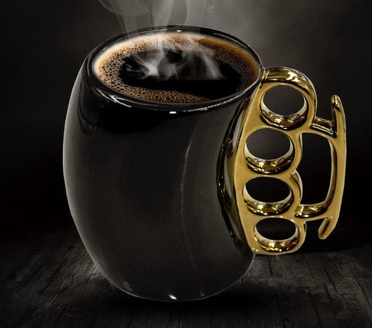 CALIBER GOURMET / CAMPCO Mug Brass Knuckle Mug, Black and Gold